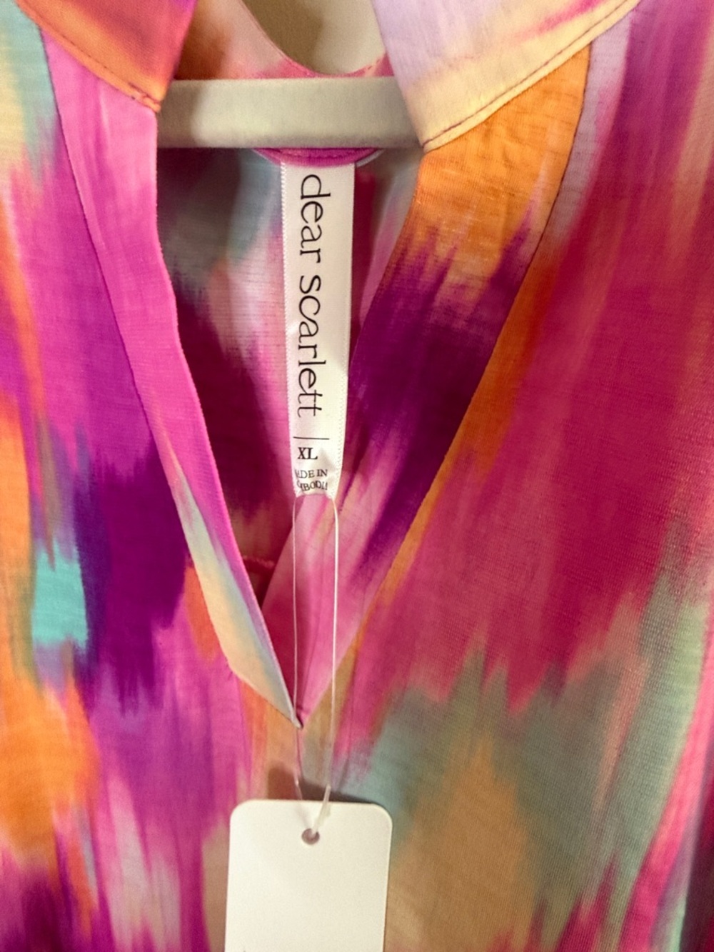 NWT - Dear Scarlet Pink Purple & Teal Abstract Print Tunic-Sizes XL, 2XL and 3XL - Picture 2 of 5
